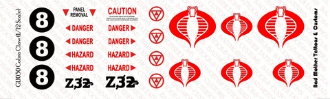 GI Joe Cobra Claw Waterslide Decals 1/12 scale on clear backing Cover
