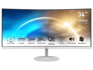 MSI PRO MP341CQW 34" UWQHD VA 21:9 100Hz Curved Business Monitor - White PRO MP3 - Picture 1 of 5