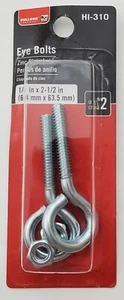 Pack of 2 Bulldog Hardware HI-310 Eye Bolts 1/4" x 2-1/2" With Nuts - Picture 1 of 10