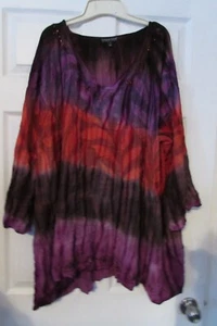 GREATER GOOD size 4X light weight gauze purple/orange blouse shirt top blouse - Picture 1 of 7