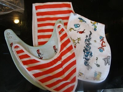 POTTERY Barn Kids  Dr. Seuss 2 Bib 2 burp cloth set photo shoot sample - Image 1 of 2