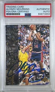 Alonzo Mourning auto signed 1994 Upper Deck card Charlotte Hornets PSA Encap - Picture 1 of 3