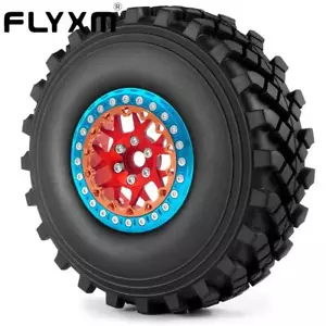Neumáticos de goma FLYXM 4x 2,2" con llanta de metal y anillos para oruga RC 1:10 SCX10 TRX4 - Imagen 1 de 12