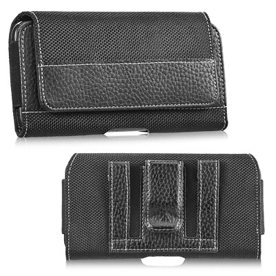 Horizontal Leather Belt Clip Pouch Case Cover FOR iPhone 11 Pro Max Samsung LG - Image 1 of 4