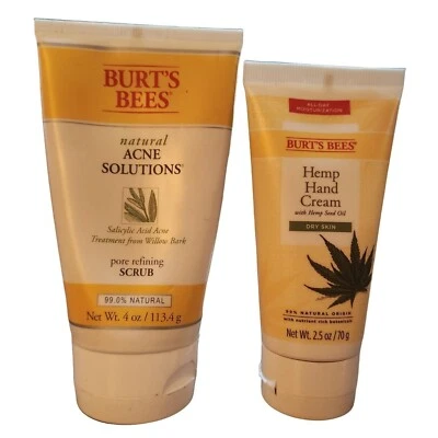 New Seal Burt's Bees Pore Refining Face Scrub & Hemp Hand Cream Bundle - Image 1 of 4