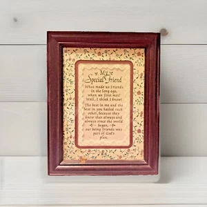 Vintage OAK 'N LACE Floral "My Special Friend" Braun Holzrahmen Wanddeko 6x8 - Bild 1 von 9
