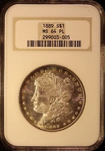 1889-P Morgan Silver Dollar - NGC MS64 PL "Fatty" Holder - Very PQ Proof-Like! - Picture 1 of 3