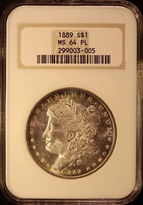 1889-P Morgan Silver Dollar - NGC MS64 PL "Fatty" Holder - Very PQ Proof-Like! - Image 1 of 3