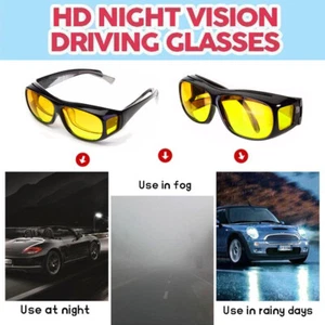Anti Glare Yellow HD Night Vision Enhansor Driving Glasses Sunglasses Goggles - Picture 1 of 9
