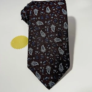 Brooks Brothers New Deep Burgundy Woven Silk Tie w Blue Paisley 59x3.25” NWOT - Picture 1 of 10