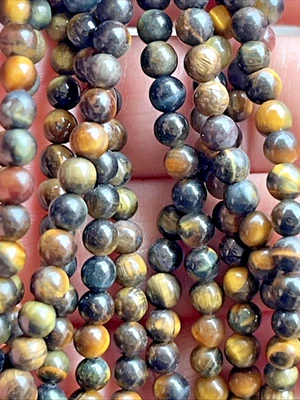 Gelber Tigerauge Perlen Mit Loch Rund 90 Stück 4 mm Edelstein Kristall Heilstein - Bild 1 von 4