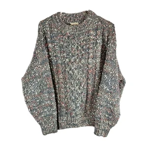 Kori America Damen Med Boho Zopfmuster Oversize Pullover Sweater Grau Multi - Bild 1 von 6