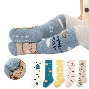 Kids Baby Girls Boys Fluffy Bed Slipper Socks 3 Pairs Anti Slip Grips Warm - Picture 1 of 13