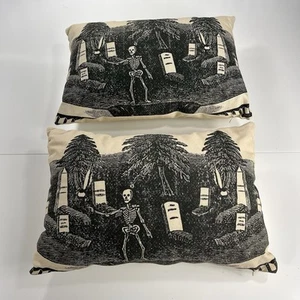 Juego de 2 Almohadas Rectangulares Descansa En Paz Esqueleto Cementerio John Derian Target - Imagen 1 de 6