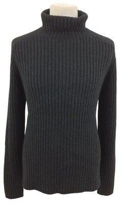 Lands' End Men's Size L Grey Roll Neck Cotton Rib Jumper New F1 - Image 1 of 4
