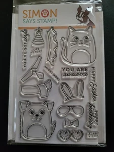 SIMON SAYS STAMP Clear Stamp Stanzenset Hund und Katze Verkleiden Geburtstag Ostern Party - Bild 1 von 2