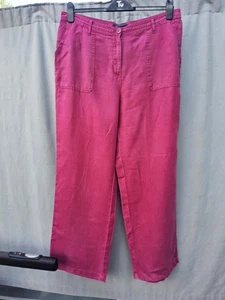 M&S Pink Linen Wide Leg Trousers UK 16 - Picture 1 of 4