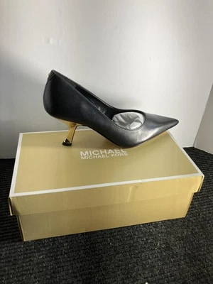 Michael Michael Kors Zapatos Mujer Talla 9.5 Negro Luna Mid Pump Dorado 40F4LUMP3L Foto 1 de 4