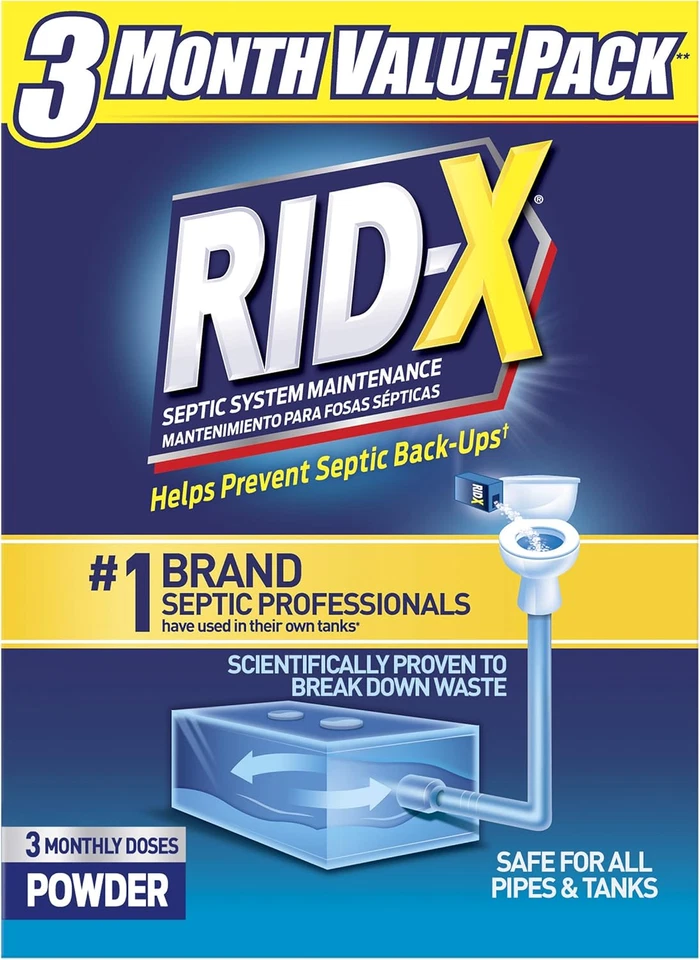 RID-X Septic Treatment Septic Tank Treatment 3 Month Supply of Powder 29.4 Oz