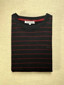 Lambretta Striped Cotton Crew Neck Jumper Navy Burgundy Men’s XL [422] - Picture 1 of 12