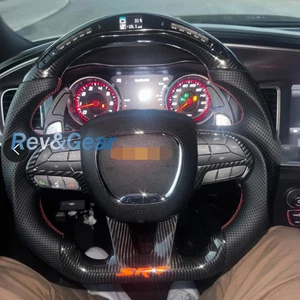 LED Carbon Fiber Flat Sport Steering Wheel For Dodge Charger Challenger SRT 15+ - Bild 1 von 11