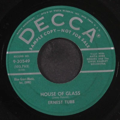 ERNEST TUBB: house of glass DECCA 7" Single 45 RPM - Image 1 of 2