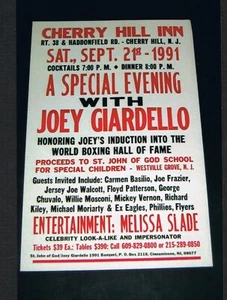 RARO PÓSTER DE BOXEO JOEY GARDELLO HONOR 1991 CON INVITADOS BASILIO FRAZIER WALCOTT - Imagen 1 de 1