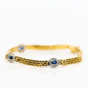 Bracelet 750/18K yellow gold sapphire approx. 0.60ct diamonds approx. 0.60ct H/SI 18.5cm - Picture 1 of 2