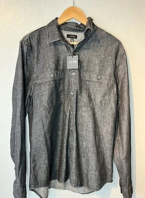 JOE'S Jeans Para Hombre Denim Calce Regular Botón Lou Camisa Mediana Negra Gris Nueva Foto 1 de 4