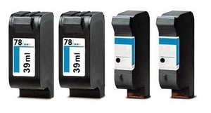 4 X Encre pour HP Deskjet 916c 920c 940c 3810 3820 3822/15 + 78 Par 39ml Patrone - Photo 1/1