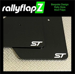 rallyflapZ | Mud Flaps to fit Ford Fiesta Mk8 / 8.5 ST Black 3.2mm PVC ST White - Picture 1 of 4