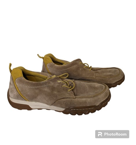 Scarpe da uomo Ecco marrone chiaro pelle scamosciata con lacci taglia EU 44 (US 10 10 5) cuciture accento. Nn
