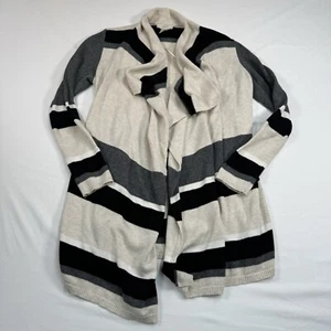 Cárdigan abierto de manga larga a rayas Loft para mujer talla XS crema negro gris - Imagen 1 de 7