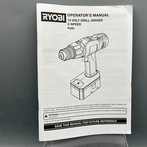 RYOBI 18 VOLT CORDLESS DRILL DRIVER P200 2 SPEED OWNERS OPERATING MANUAL. - Picture 1 of 1