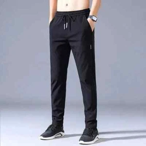 New Summer Ice Silk Men's Pants Black Gray Thin Business Casual Pants Sweatpants - Picture 1 of 27