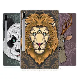 HEAD CASE DESIGNS DECORATIVE ANIMAL FACES SOFT GEL CASE FOR SAMSUNG TABLETS 1 - Picture 1 of 10