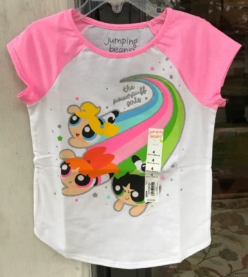 Girls Jumping Beans sz 4 Powerpuff Girls Sparkle T-Shirt New Pink White 08 - Image 1 of 4