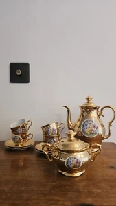 Stunning Vintage Epiag Royal Czechoslovakia Porcelain Tea Set In Gold Colour - Picture 1 of 9