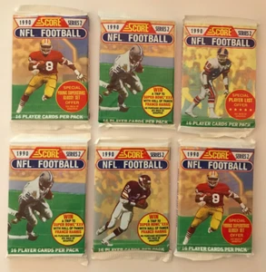1990 Score Series 2 Football Cards, 6 Sealed Wax PACK Lot From Wax Box, 96 Cards - Picture 1 of 2