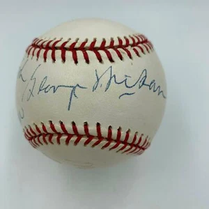Magic Johnson Abdul Jabbar George Mikan Lakers Legends Signed Baseball JSA COA - Picture 1 of 8