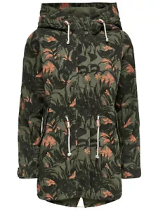 ONLY Damen Übergangs-Jacke Mantel onlNEW DEMI AOP CANVAS PARKA Kapuze Frühling - Picture 1 of 1