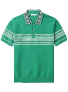 Polo tejido Gales Bonner Dawn en verde/marfil talla XXL - Imagen 1 de 3