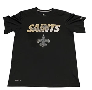 Nike Mens New Orleans Saints Black Dri Fit T Shirt Size Medium NFL Football - Picture 1 of 8