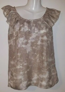 Banana Republic Women's Top  XS Beige Sleeveless Scoop Neck Ruffles 100%Silk - Picture 1 of 5
