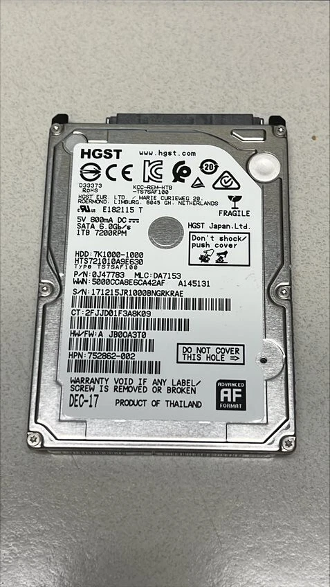 HGST 1Tb 2.5" HARD DRIVE 7K1000-1000 HTS721010A9E630 7200rpm - Image 1 of 1
