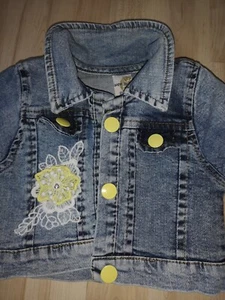 Coole 😎 Jeansjacke Mädchen Gr. 98 Jacke Jeans Kurzjacke Blau Denim Floral ** - Bild 1 von 2