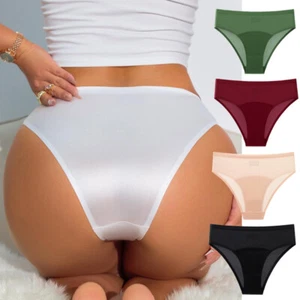 3 PCS LOT Ladies Womens Sexy Underwear Satin Panties Brief Sheer Lingeries Thong - Picture 1 of 14