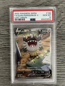 PSA 10 Galarian Perrserker V Alt Art Pokémon Lost Origin 184/196 - Bild 1 von 2