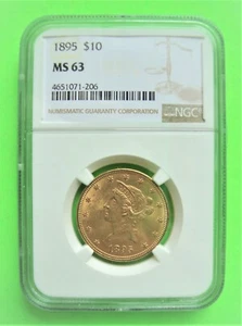 1895 LIBERTY $10 GOLD EAGLE - - NGC MS63 - - BRILLIANT GOLD COIN - - SUPERB - Picture 1 of 6