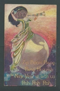 1916 Post Card Art Nouveau New Years Card - Picture 1 of 1